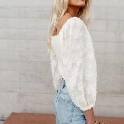 &MERCI Penny Blouse In Cream Long Sleeve