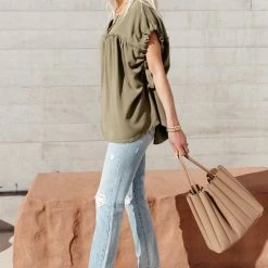 SINA Fresh Markdowns Ginger Top In Olive - FINAL SALE