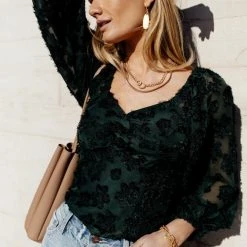 &MERCI Fresh Markdowns Penny Blouse In Hunter Green- FINAL SALE