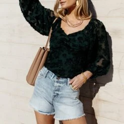 &MERCI Fresh Markdowns Penny Blouse In Hunter Green- FINAL SALE