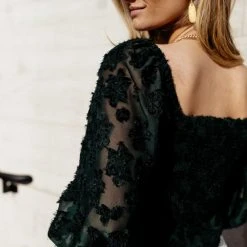 &MERCI Fresh Markdowns Penny Blouse In Hunter Green- FINAL SALE