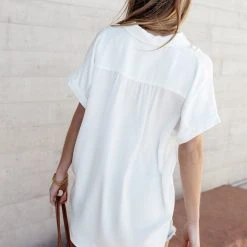 FUN 2 FUN Flavie Button Down Blouse In Ivory Tops