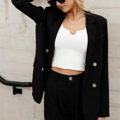 AARON & AMBER Romaine Blazer In Camel