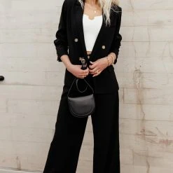 AARON & AMBER PREORDER - Romaine Wide Leg Pants In Black Preorders