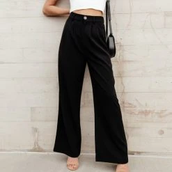 AARON & AMBER PREORDER - Romaine Wide Leg Pants In Black Preorders