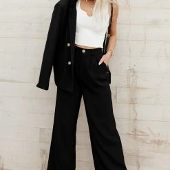 AARON & AMBER PREORDER - Romaine Wide Leg Pants In Black Preorders