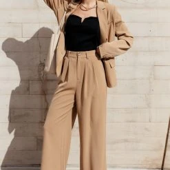 AARON & AMBER Romaine Blazer In Camel