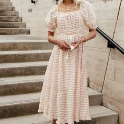 MOON RIVER Fresh Markdowns Livie Midi Dress In Pink - FINAL SALE