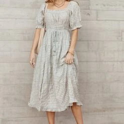 MOON RIVER Fresh Markdowns Livie Midi Dress In Blue - FINAL SALE