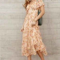 IN LOOM Pridgit Midi Dress In Peach