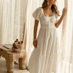 &MERCI Mariah Midi Dress In White Dresses