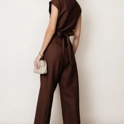 SINA Lua Wrap Jumpsuit In Brown - FINAL SALE Fresh Markdowns