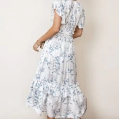 WORUI New Arrivals Willa Ruffle Dress In Blue Floral