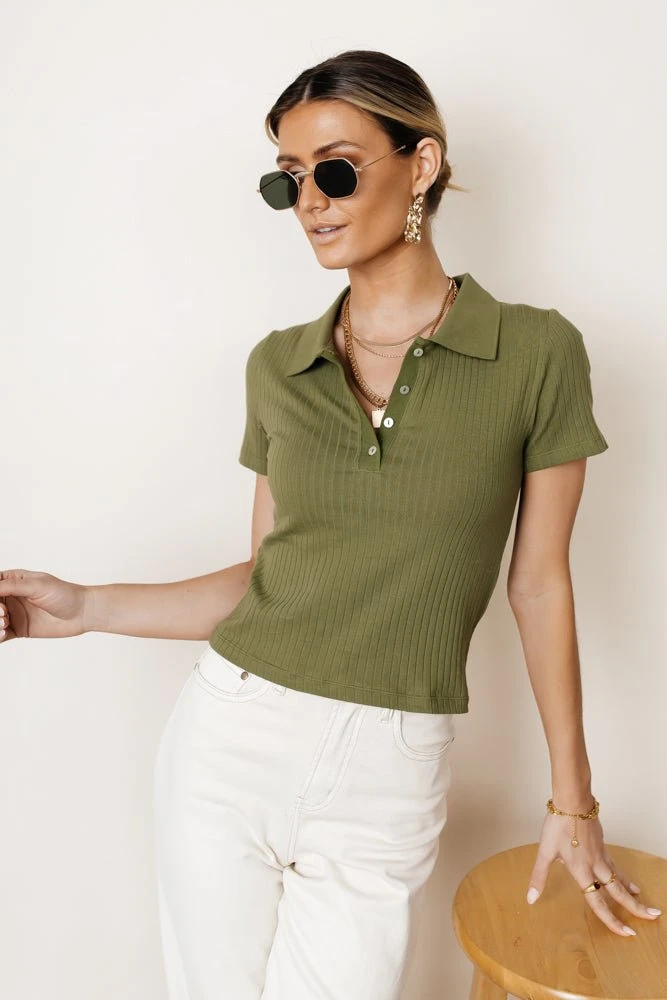 WORUI Tops Abriana Ribbed Top In Green - FINAL SALE 9 WORUI Tops Abriana Ribbed Top In Green - FINAL SALE