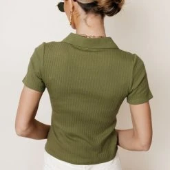 WORUI Tops Abriana Ribbed Top In Green - FINAL SALE 20 WORUI Tops Abriana Ribbed Top In Green - FINAL SALE