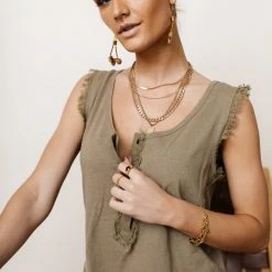 WORUI Bohme Essentials Morgane Tank Top In Olive - FINAL SALE