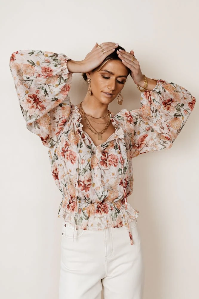DRESS FORUM Brandi Floral Blouse Long Sleeve 9 DRESS FORUM Brandi Floral Blouse Long Sleeve