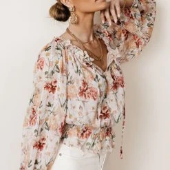 DRESS FORUM Brandi Floral Blouse Long Sleeve 20 DRESS FORUM Brandi Floral Blouse Long Sleeve