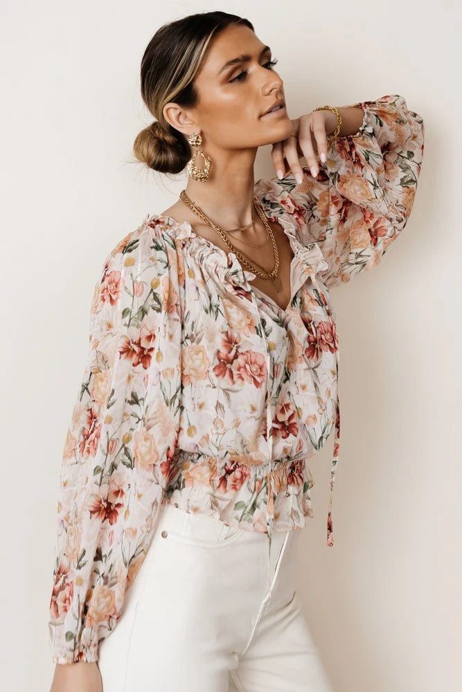 DRESS FORUM Brandi Floral Blouse Long Sleeve 10 DRESS FORUM Brandi Floral Blouse Long Sleeve