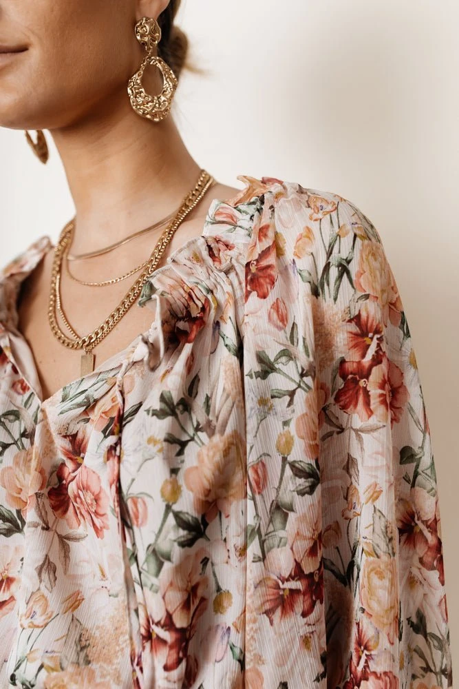 DRESS FORUM Brandi Floral Blouse Long Sleeve 12 DRESS FORUM Brandi Floral Blouse Long Sleeve