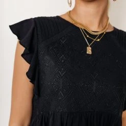 MAIZE Tops Catalina Peplum Top In Black