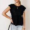 MAIZE Tops Catalina Peplum Top In Black