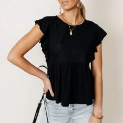 MAIZE Tops Catalina Peplum Top In Black