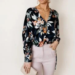 DRESS FORUM Ethelyn Wrap Top Bohme In Bloom