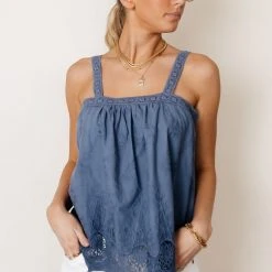 MAIZE Top Sellers Adalet Lace Tank In Blue
