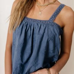 MAIZE Top Sellers Adalet Lace Tank In Blue