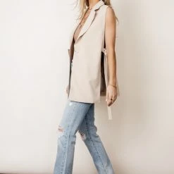 WORUI Rosamund Open Side Vest In Tan 12 WORUI Rosamund Open Side Vest In Tan