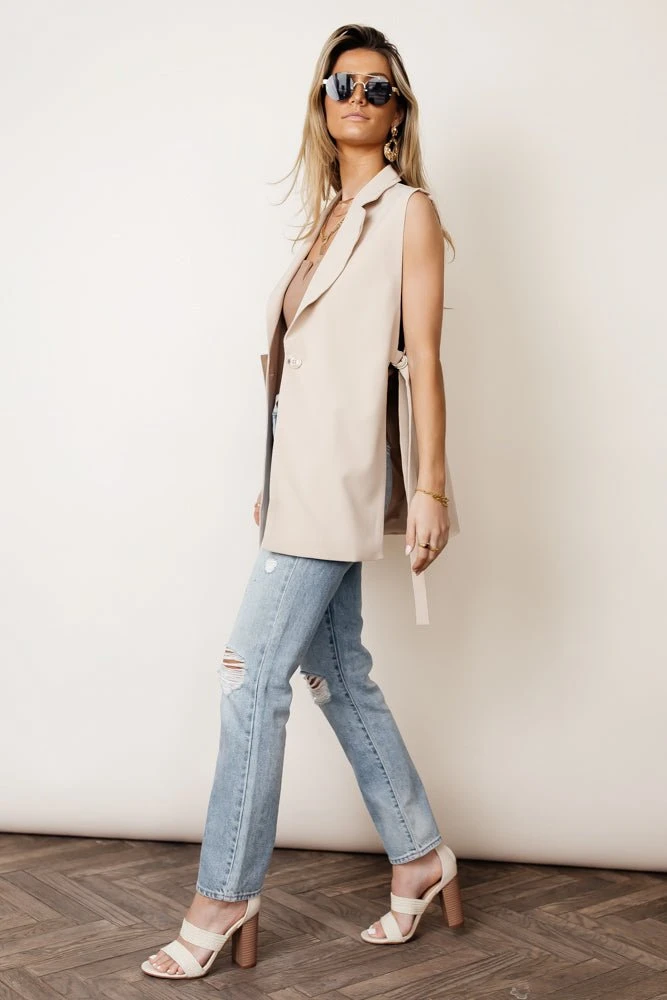 WORUI Rosamund Open Side Vest In Tan 5 WORUI Rosamund Open Side Vest In Tan