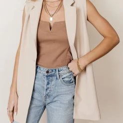 WORUI Rosamund Open Side Vest In Tan 15 WORUI Rosamund Open Side Vest In Tan