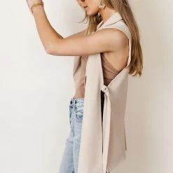 WORUI Rosamund Open Side Vest In Tan 13 WORUI Rosamund Open Side Vest In Tan