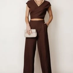 SINA Lua Wrap Jumpsuit In Brown - FINAL SALE Fresh Markdowns