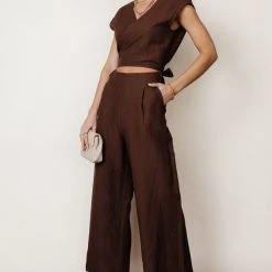 SINA Lua Wrap Jumpsuit In Tan - FINAL SALE
