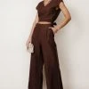 SINA Lua Wrap Jumpsuit In Brown - FINAL SALE Fresh Markdowns 1 SINA Lua Wrap Jumpsuit In Brown - FINAL SALE Fresh Markdowns
