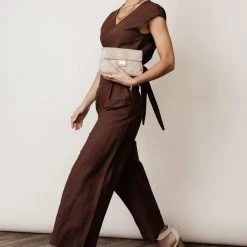 SINA Lua Wrap Jumpsuit In Brown - FINAL SALE Fresh Markdowns