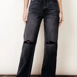 KANCAN Skyscraper Wide Leg Denim In Dark Grey