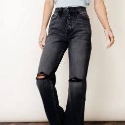 KANCAN Skyscraper Wide Leg Denim In Dark Grey