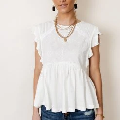 MAIZE Catalina Peplum Top In White- FINAL SALE Tops