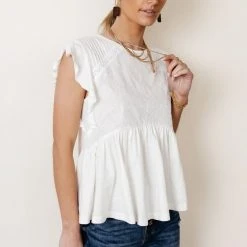 MAIZE Catalina Peplum Top In White- FINAL SALE Tops
