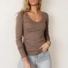 Bohme Essentials Vero Moda Rita Top In Dark Taupe