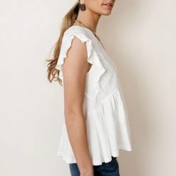 MAIZE Catalina Peplum Top In White- FINAL SALE Tops