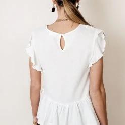 MAIZE Catalina Peplum Top In White- FINAL SALE Tops