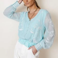 MAIZE Work Edit Arlene Top In Blue - FINAL SALE 15 MAIZE Work Edit Arlene Top In Blue - FINAL SALE