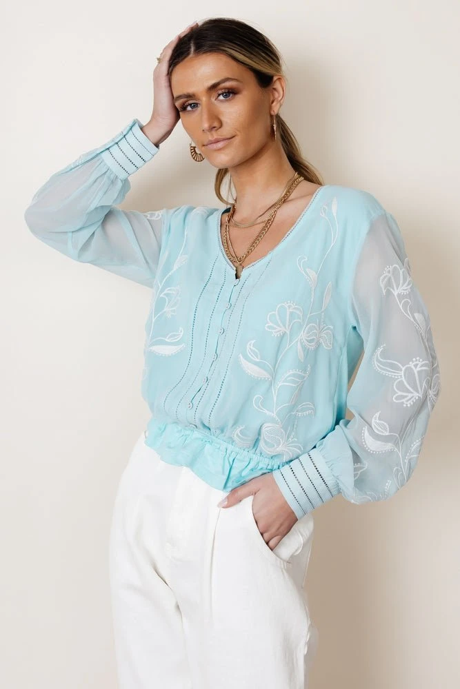 MAIZE Work Edit Arlene Top In Blue - FINAL SALE 8 MAIZE Work Edit Arlene Top In Blue - FINAL SALE