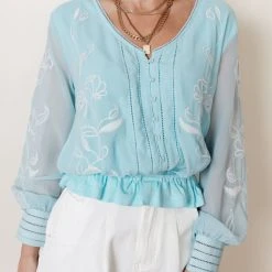 MAIZE Work Edit Arlene Top In Blue - FINAL SALE 16 MAIZE Work Edit Arlene Top In Blue - FINAL SALE