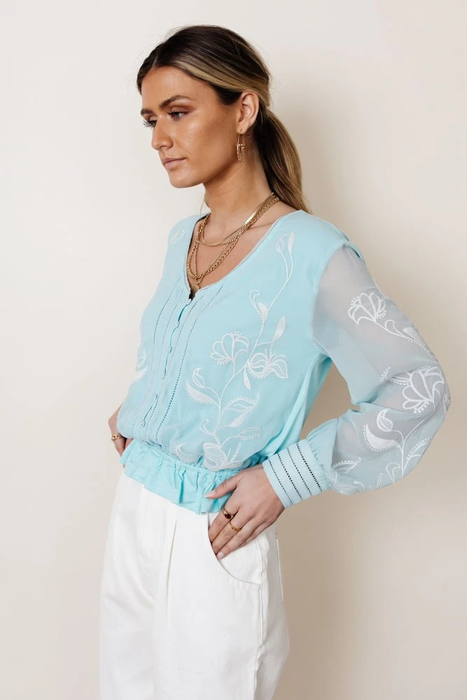 MAIZE Work Edit Arlene Top In Blue - FINAL SALE 7 MAIZE Work Edit Arlene Top In Blue - FINAL SALE