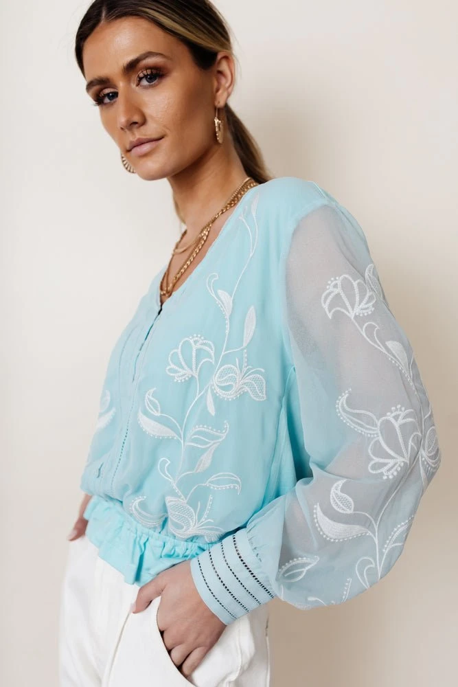 MAIZE Work Edit Arlene Top In Blue - FINAL SALE 3 MAIZE Work Edit Arlene Top In Blue - FINAL SALE